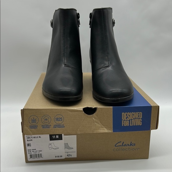 2512- Clarks Emily2 Belle Black Ankle Booties – Size 11 M – NWT with Box - Picture 9 of 12